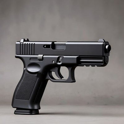 Black Glock Pistol on Gray Background