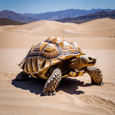Tortoise on desert dunes