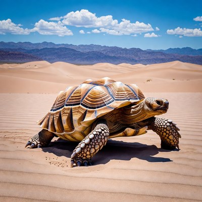 Radiated Tortoise in Desert Dunes