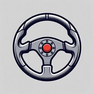 Silver Steering Wheel Illustration