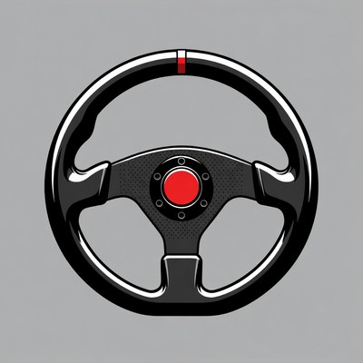Black racing steering wheel