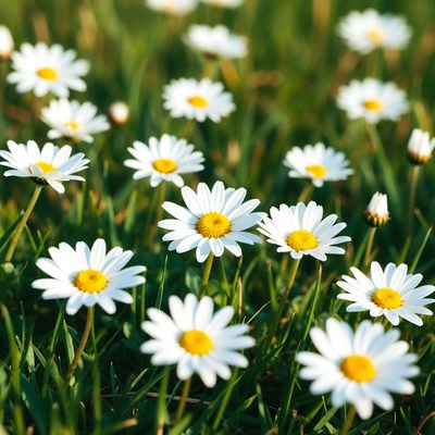 White Daisies in Green Grass