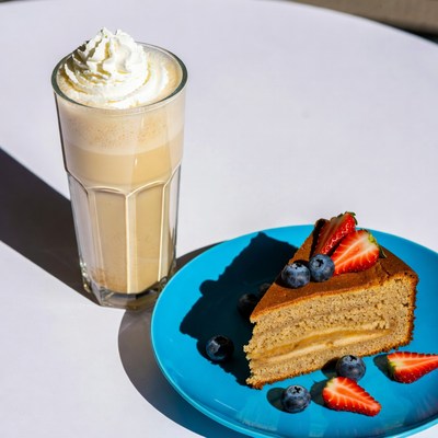 Caramel Frappuccino with Berry Cheesecake