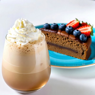 Chocolate Cake with Whipped Cream Coffee