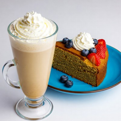 Latte and Matcha Cake with Berries