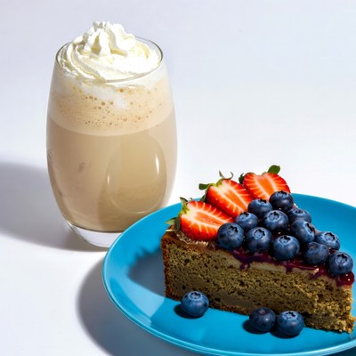 Blueberry Cheesecake with Whipped Coffee