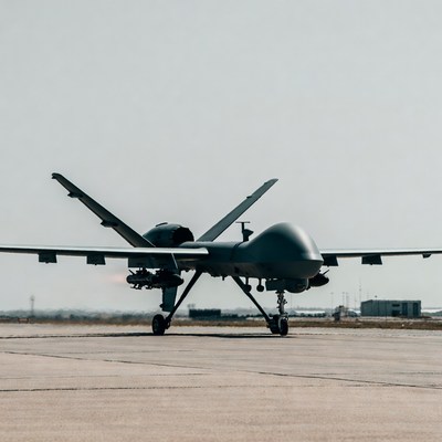 MQ-9 Reaper Drone on Runway