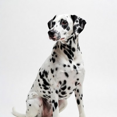 Dalmatian dog sitting on white background