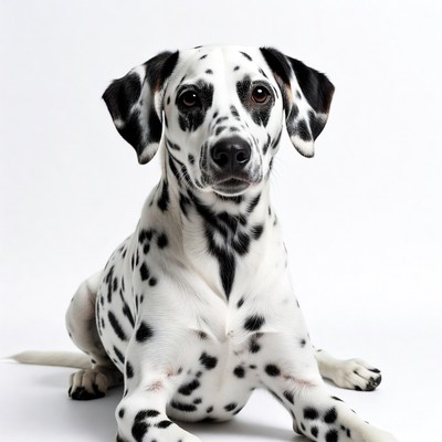 Dalmatian dog sitting on white background