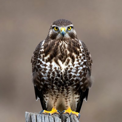 Red-tailed Hawk Perched on Post