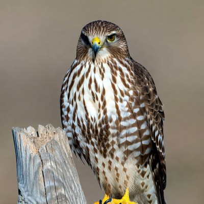 Red-tailed Hawk Perched on Stump