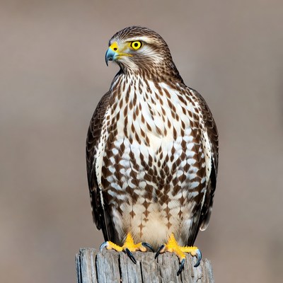 Red-tailed Hawk Perched on Post