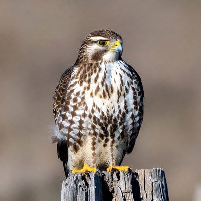 Red-tailed Hawk Perched on Stump