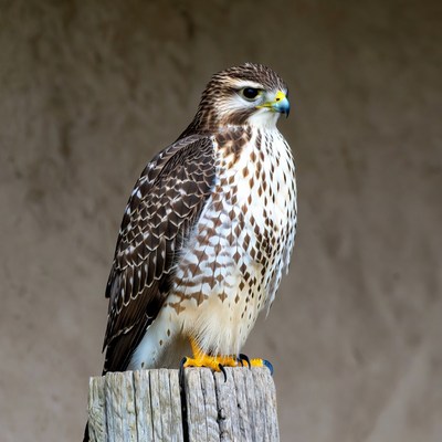 Red-tailed Hawk Perched on Stump