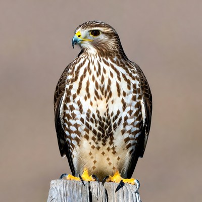 Red-tailed Hawk Perched on Post