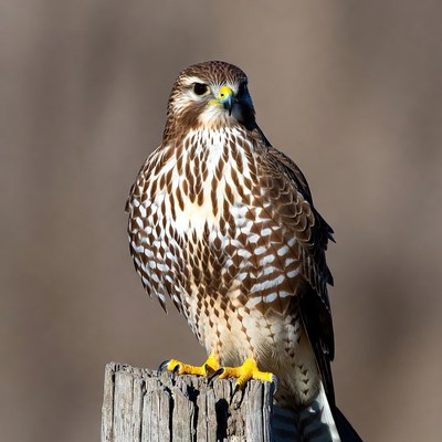 Red-tailed Hawk Perched on Post