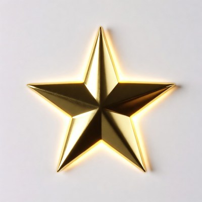 Shiny Gold Star on White