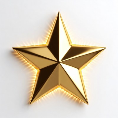 Shiny Golden Star on White