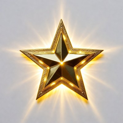 Shiny Golden Star on White