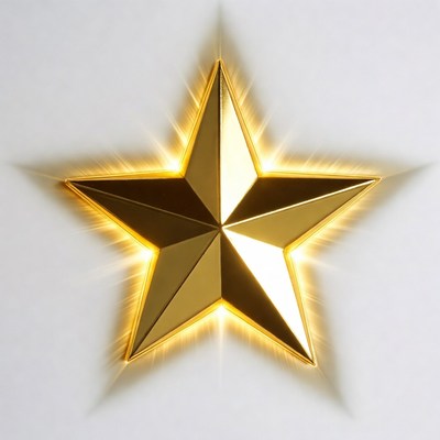 Shiny Golden Star on White