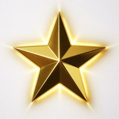 Shiny Golden Star on White