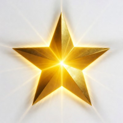 Shiny Golden Star on White