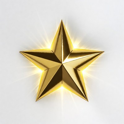 Shiny Golden Star on White