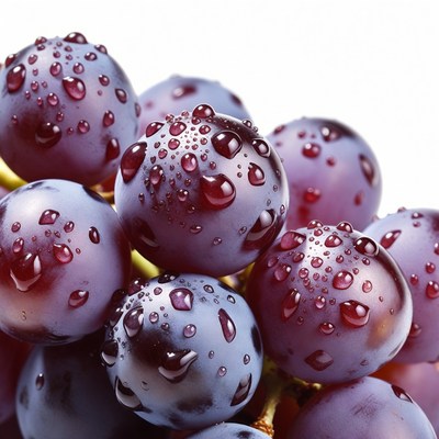 Purple grapes with water droplets