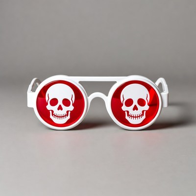 Red Skull Glasses on Gray Background