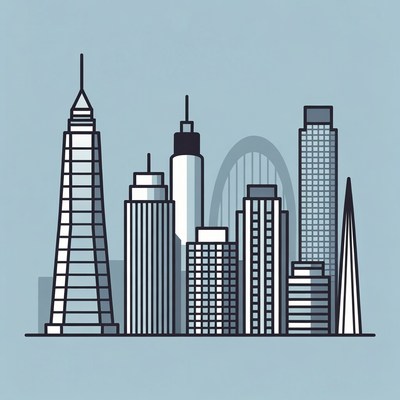 Famous World Skyline Illustration