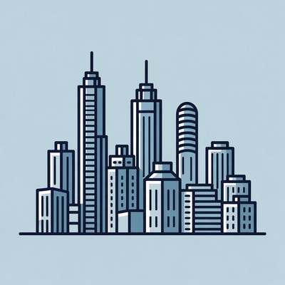 Line Art City Skyline Illustration