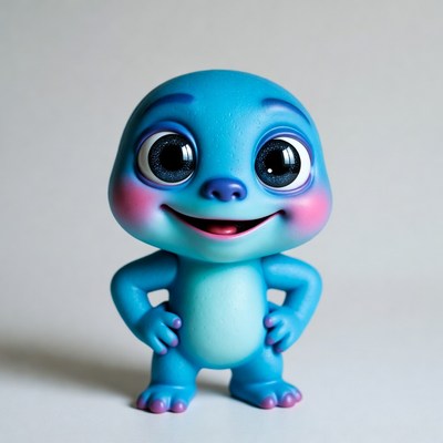 Cute blue alien toy figure