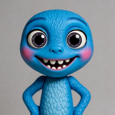 Smiling Blue Lizard Cartoon Character