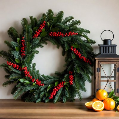 Christmas Wreath with Lantern Oranges