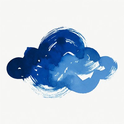 Blue watercolor cloud illustration