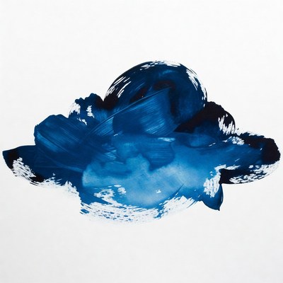 Blue Abstract Brushstroke Cloud