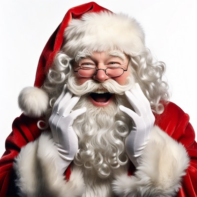 Smiling Santa Claus in red suit