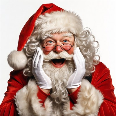 Smiling Santa Claus in Red Suit
