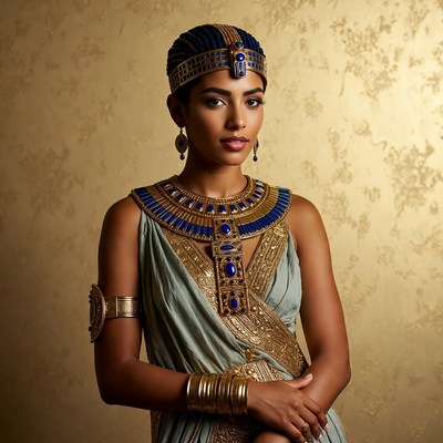 Egyptian woman in blue gold jewelry