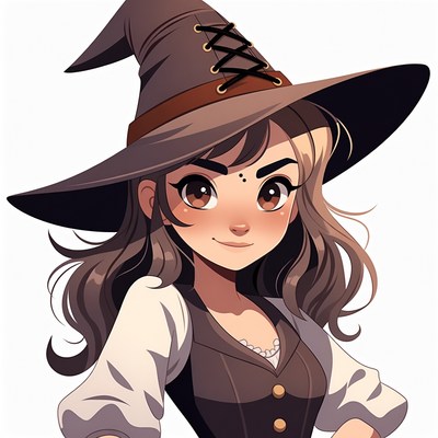 Anime Witch Girl in Pointed Hat