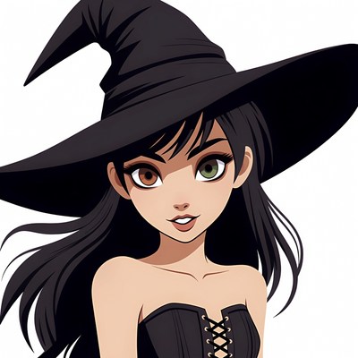 Anime girl wearing witch hat