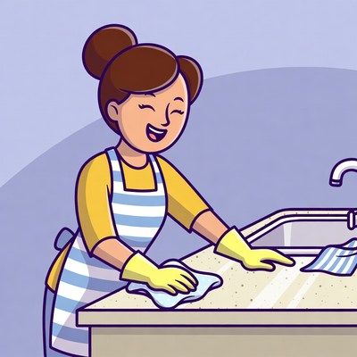 Woman cleaning kitchen sink