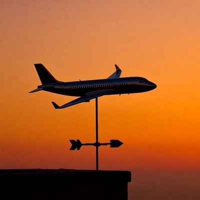 Airplane Weather Vane at Sunset