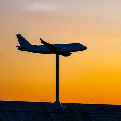 Airplane Weather Vane at Sunset