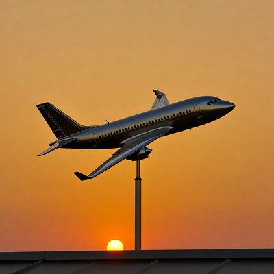 Airplane Weather Vane at Sunset