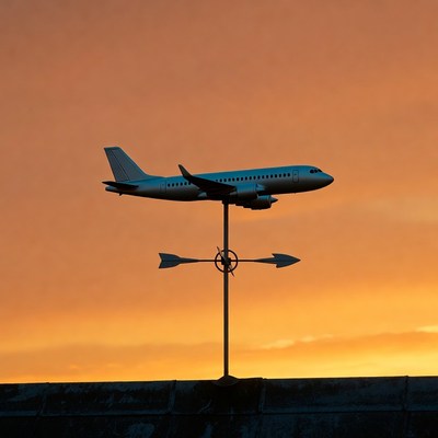 Airplane Weather Vane at Sunset