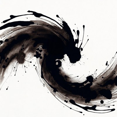 Black Ink Splash Swirl