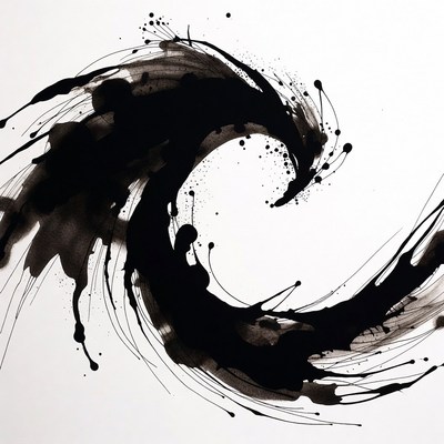 Black Ink Wave Splatter