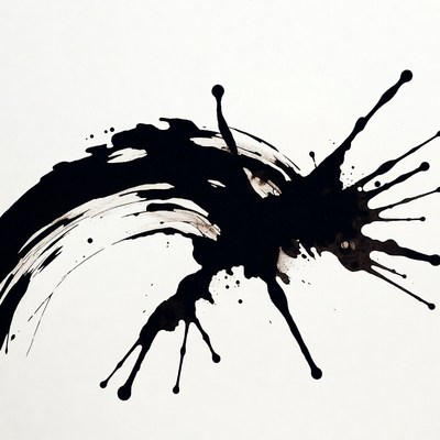 Black ink splash abstract art