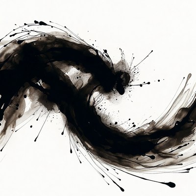 Black Ink Splash Abstract Art
